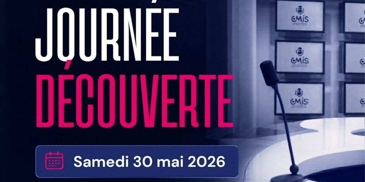 Affiche de la journée découverte du CMIS à Hérouville-Saint-Clair près de Caen, le 30 mai 2026, pour découvrir le campus, les ateliers, les équipements et l’univers des métiers de l’image et du son.